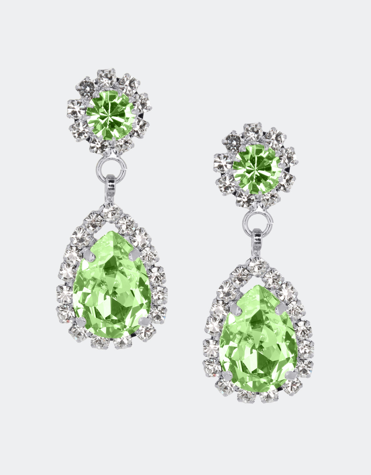 green crystal wedding earrings