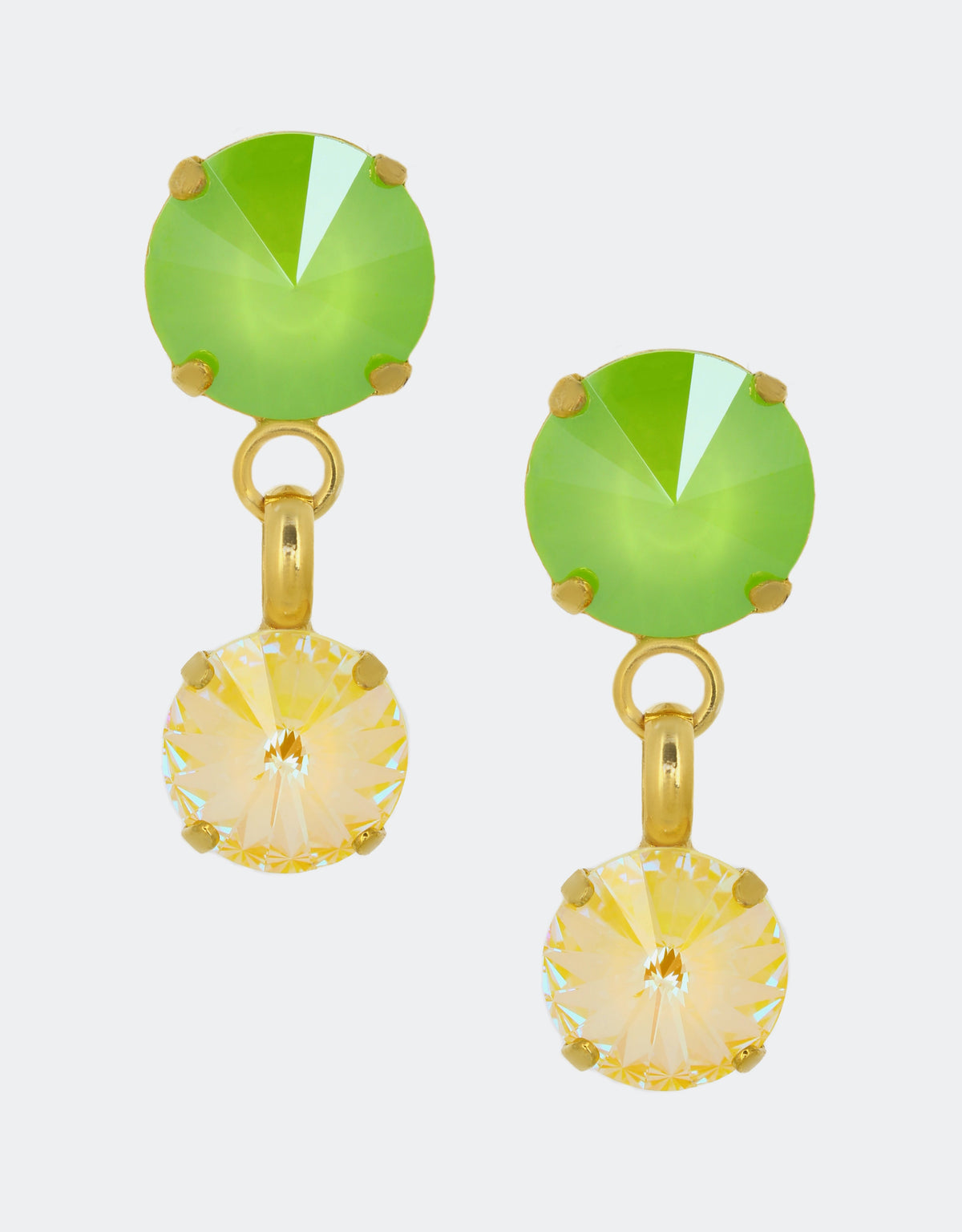london handcrafted green crystal earrings