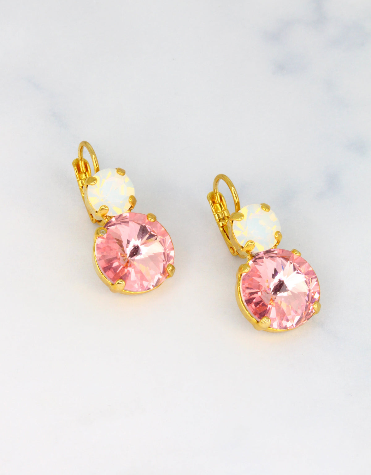 london handcrafted jewellery pink crystal earrings