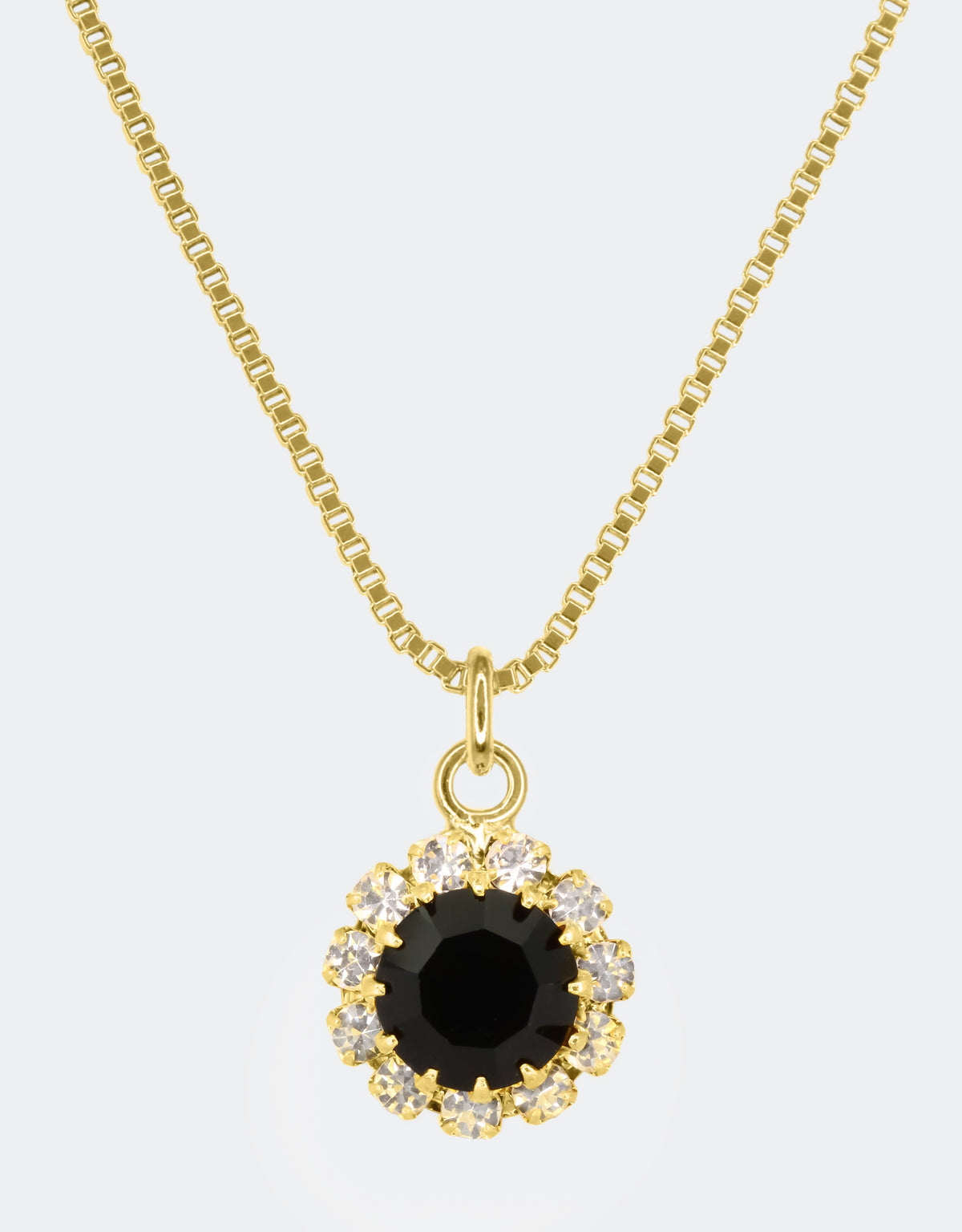 selene crystal statement crystal necklace with black halo at the center for everyday styling