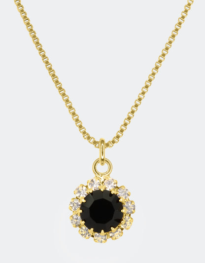 selene crystal statement crystal necklace with black halo at the center for everyday styling