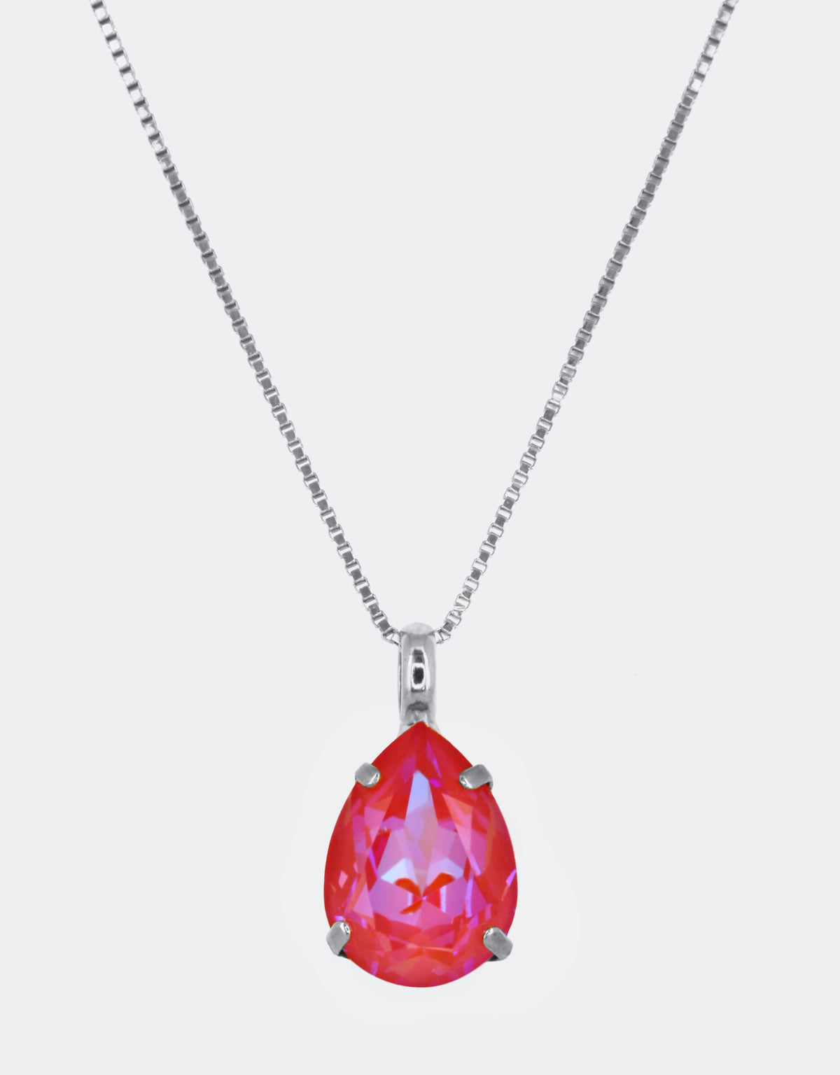 lotus pink pear shape necklace with silver chain a plain jewellery for gifting