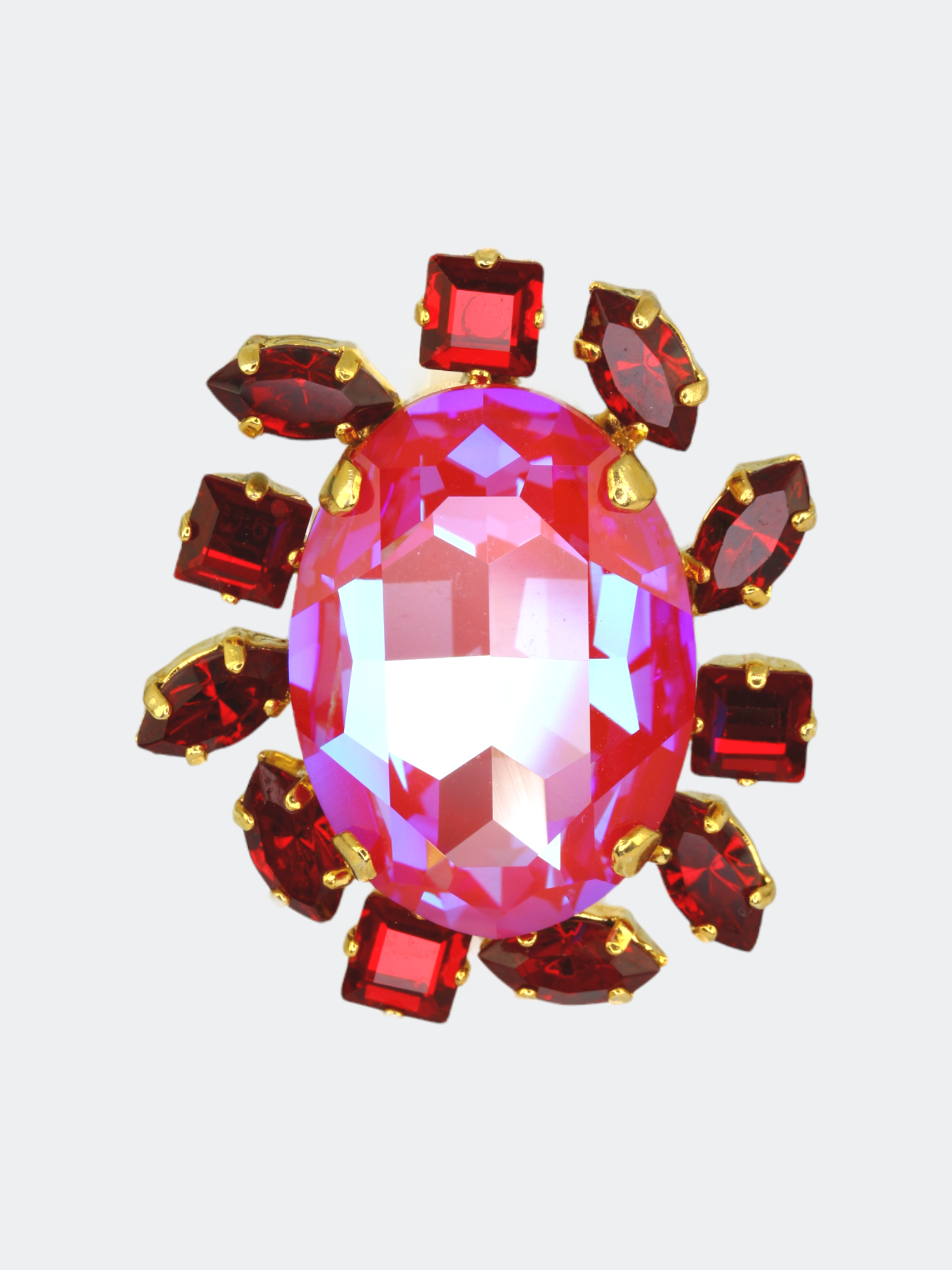 lotus pink crystal statement ring 