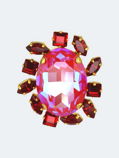 lotus pink crystal statement ring 