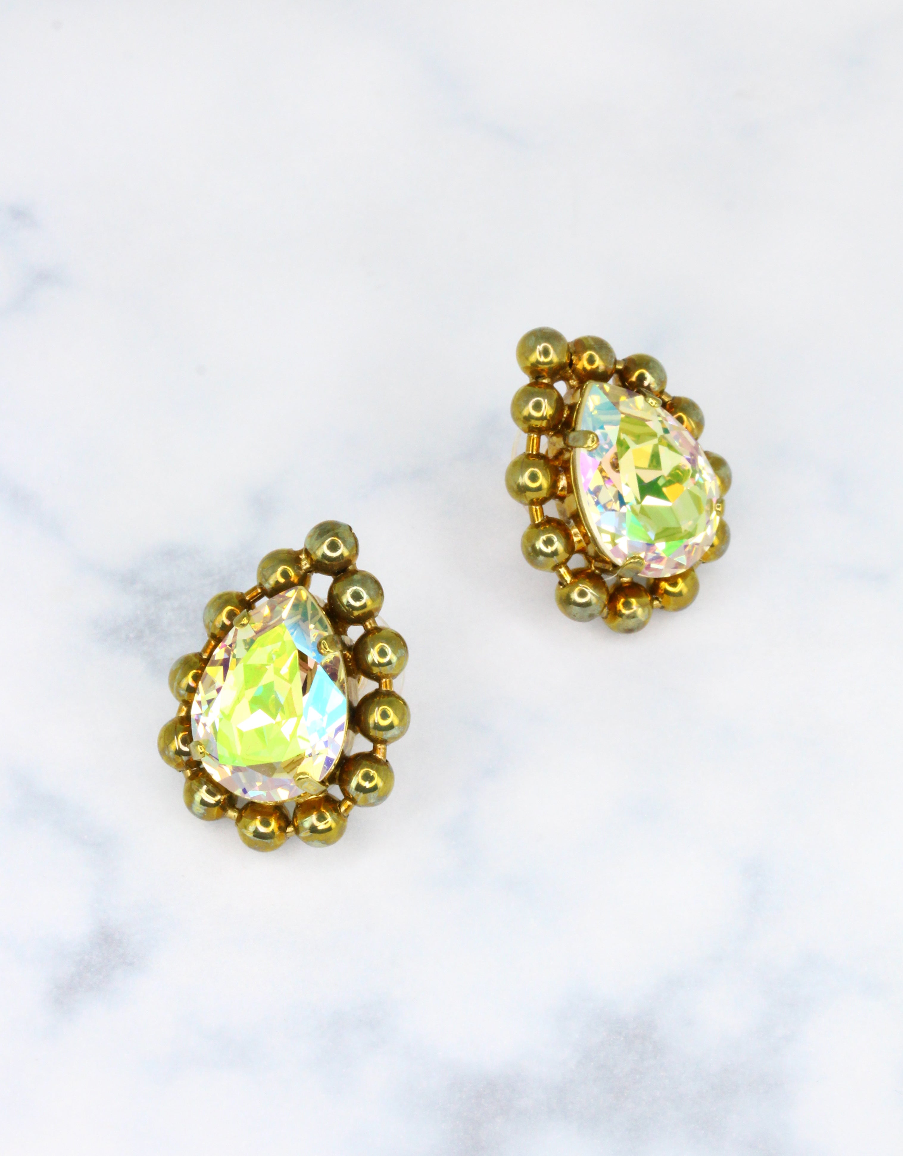 green crystal luxury statement earrings