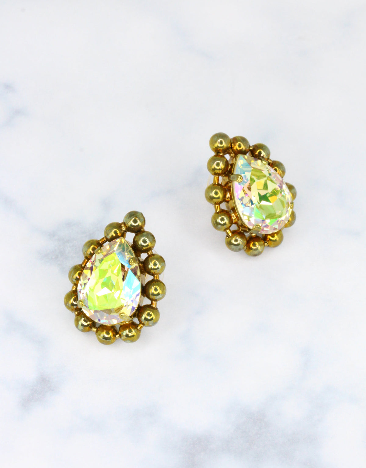 green crystal luxury statement earrings
