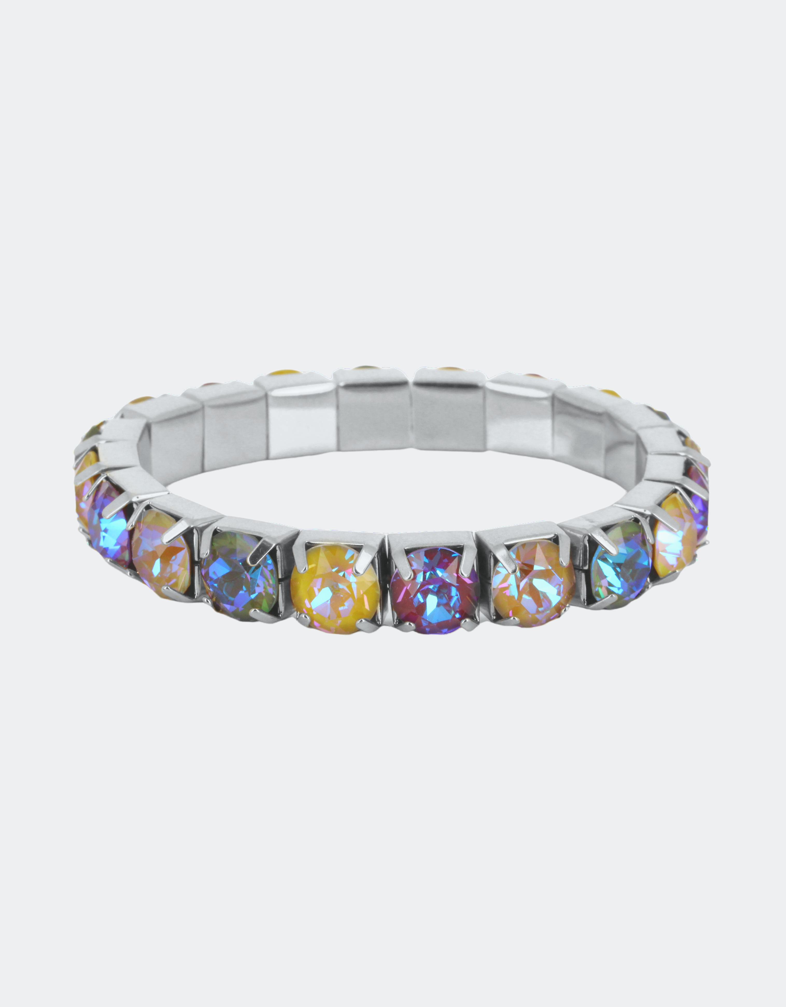 multicolour crystal bracelet with silver plated bangle