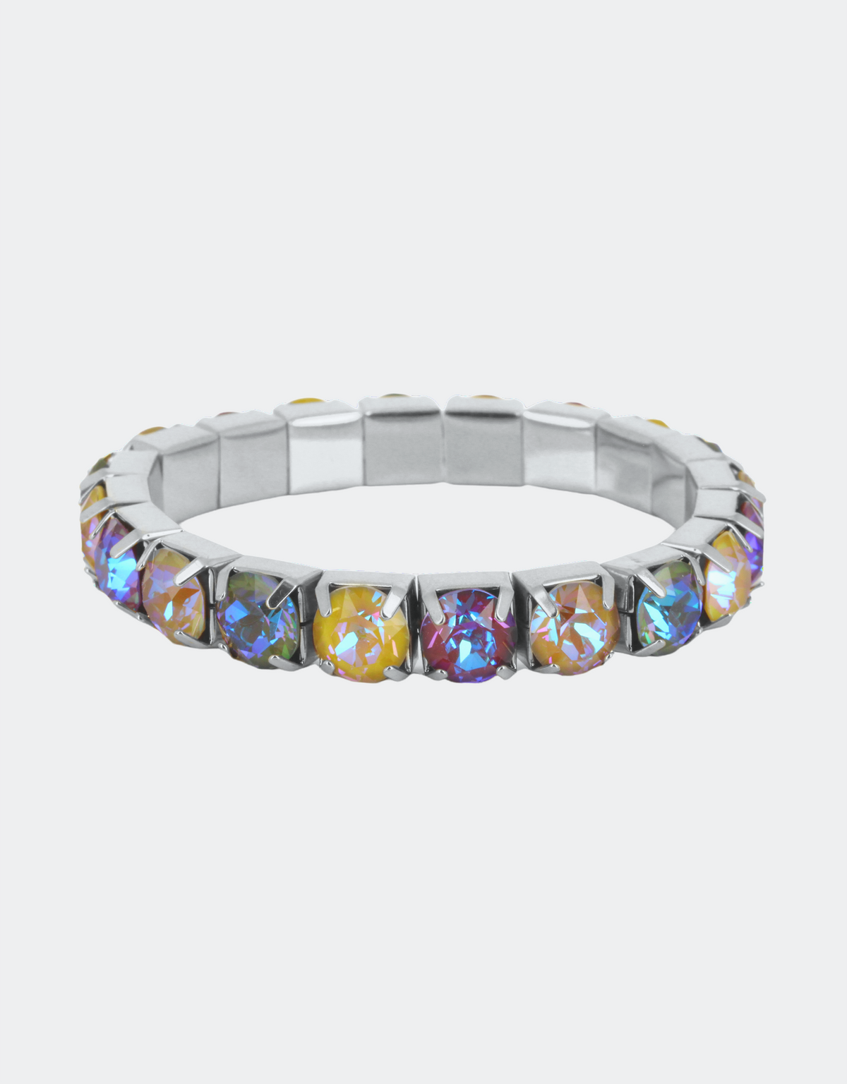multicolour crystal bracelet with silver plated bangle