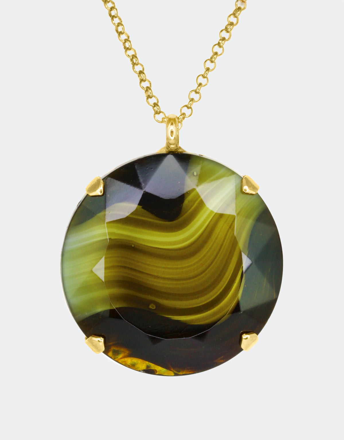 olive green crystal pendant, a simple gift for her
