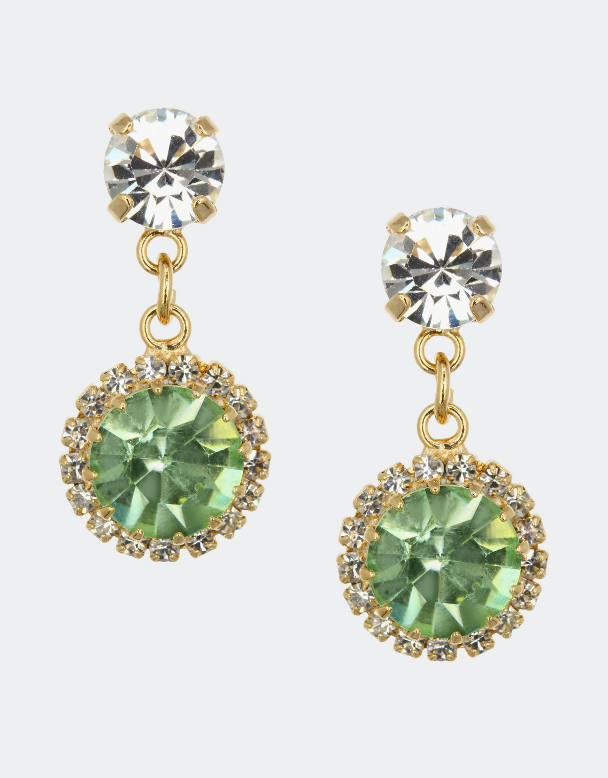 peridot green crystal earrings 