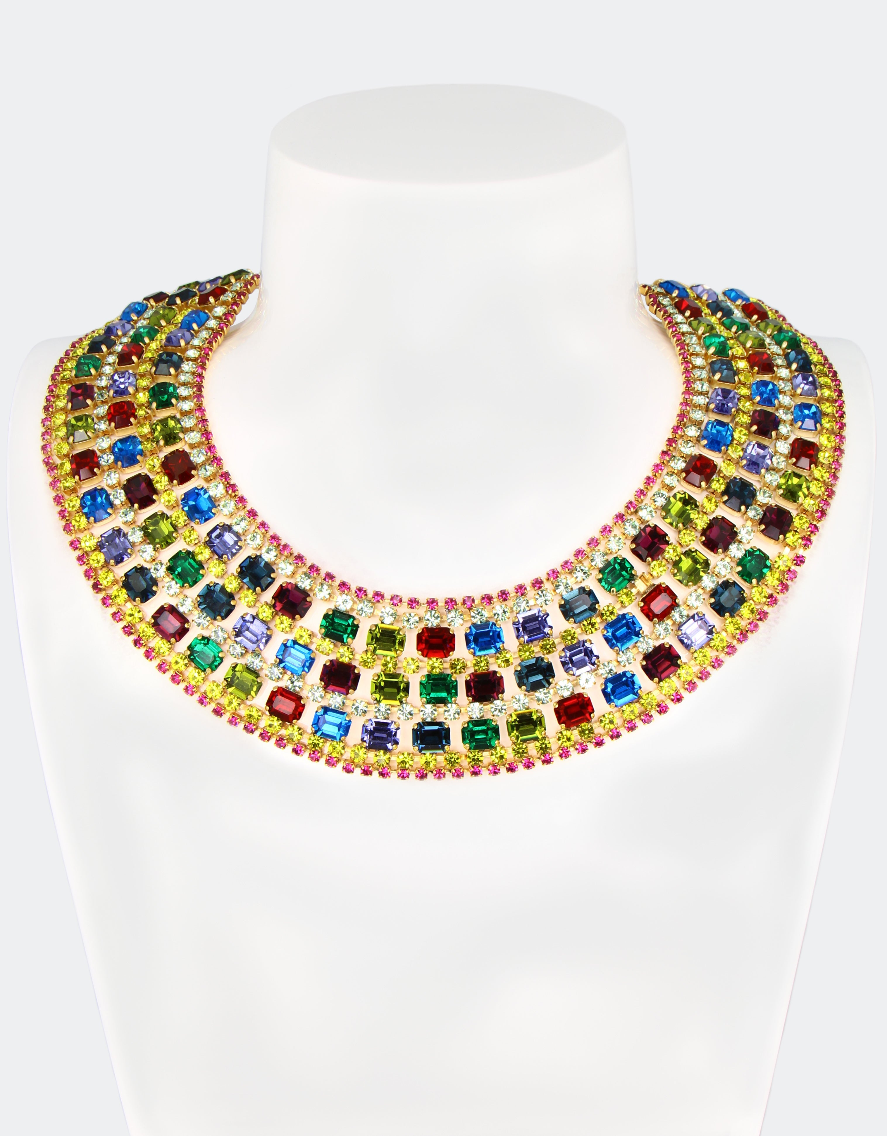 multicolour pharaoh crystal necklace a luxury statement jewellery by selene crystal