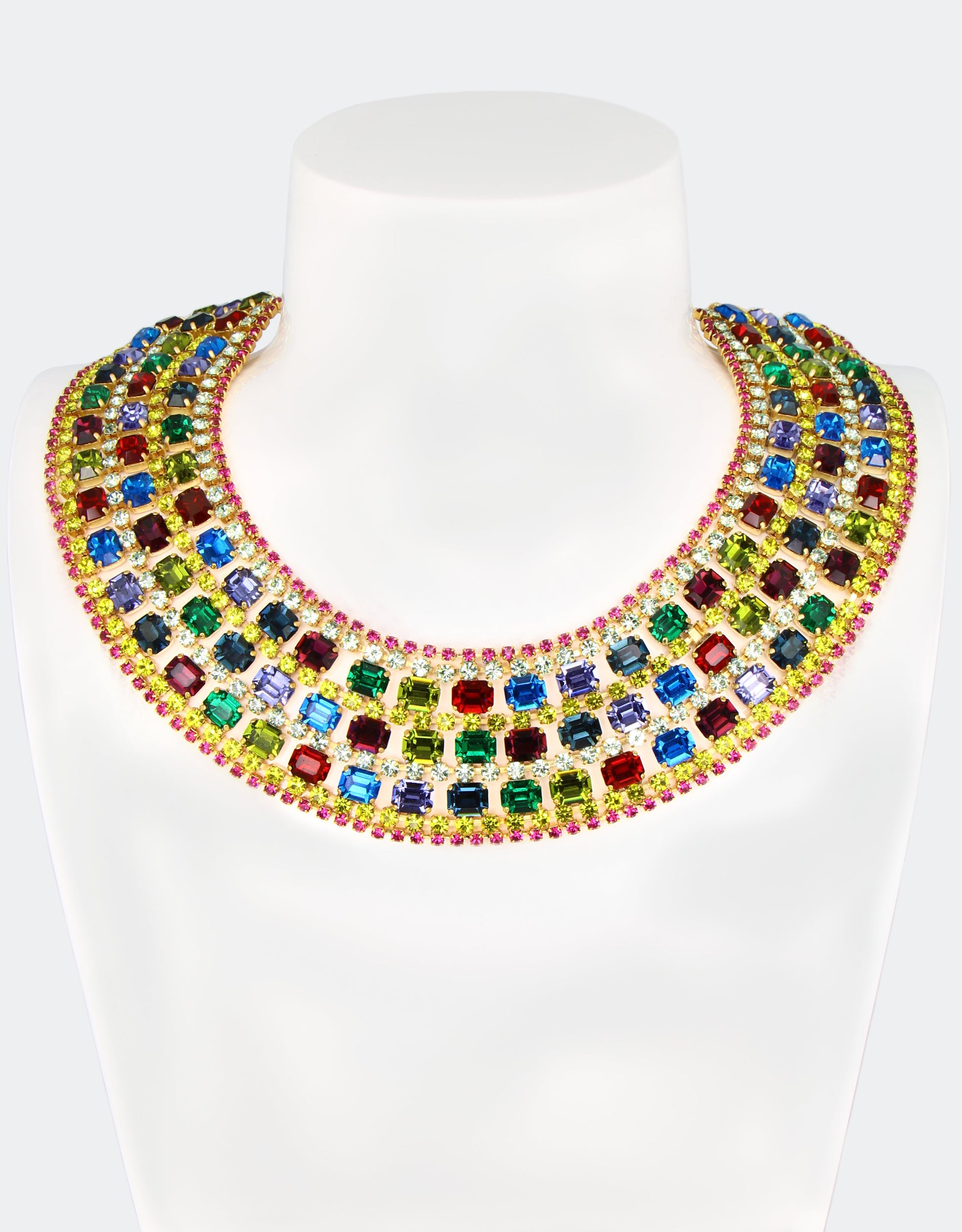 multicolour pharaoh crystal necklace a luxury statement jewellery by selene crystal