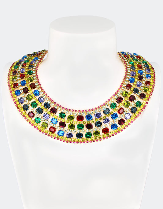 multicolour pharaoh crystal necklace a luxury statement jewellery by selene crystal