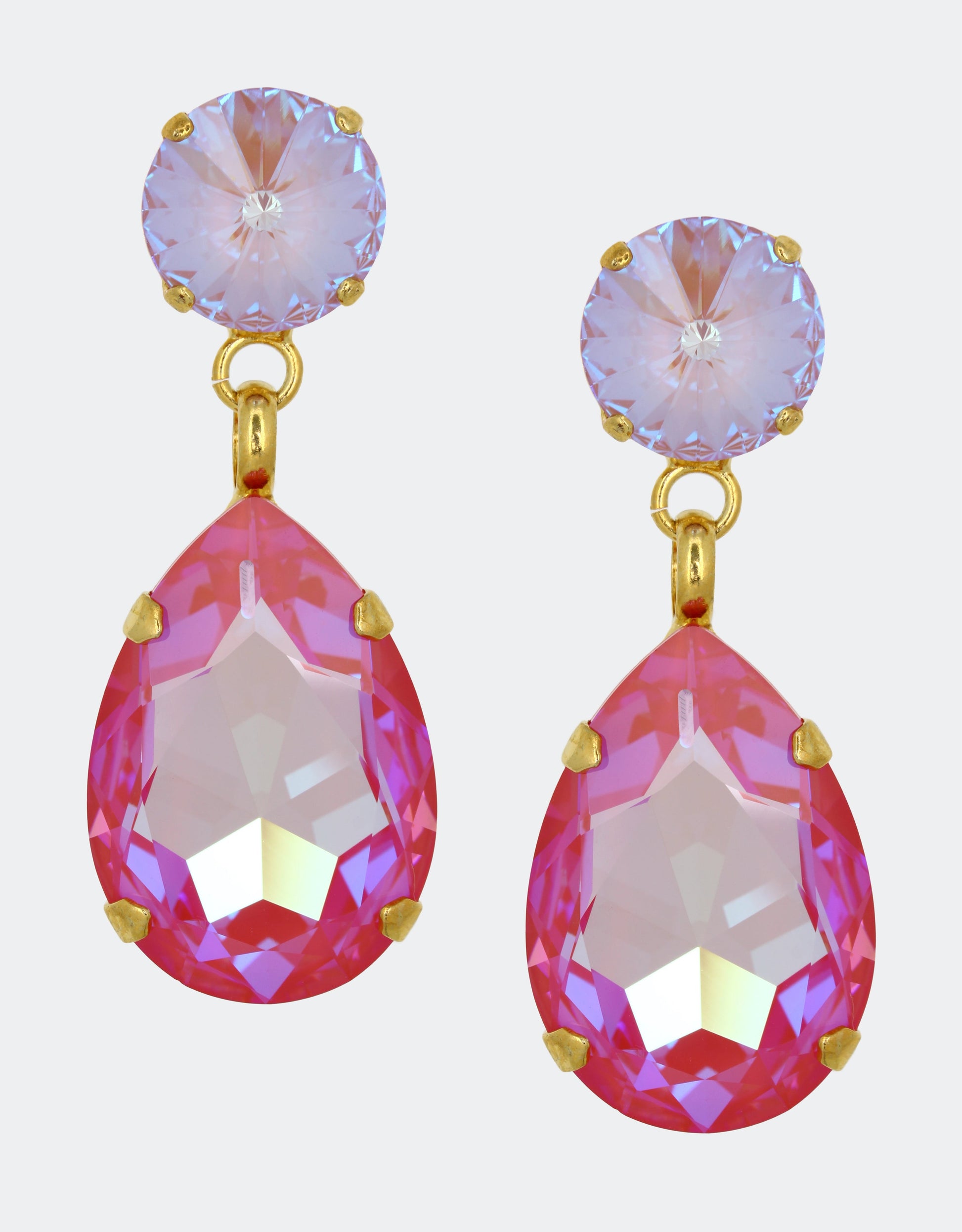 pink angelina delite crystal earrings, european bridal jewellery