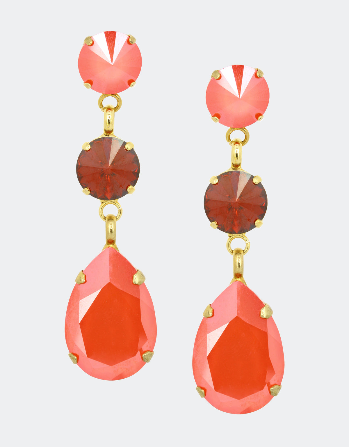 pink crystal drop earrings a fine cocktail jewellery by selene crystal