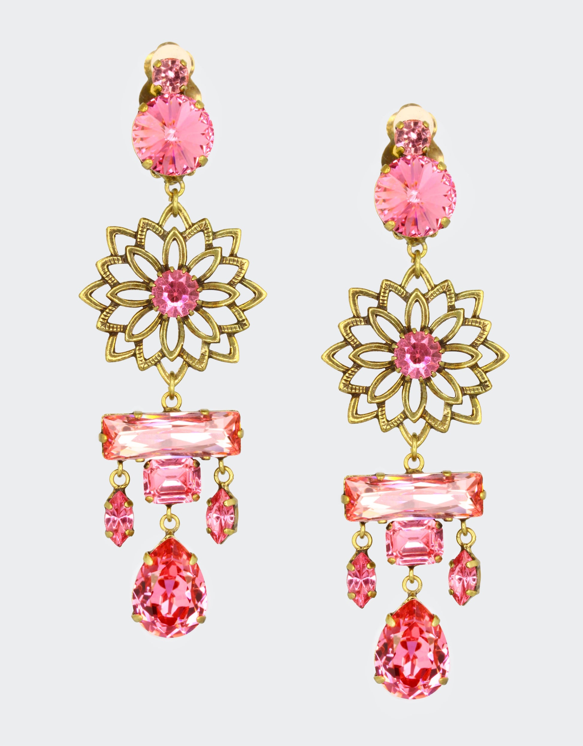 pink floral earrings for women who love vintage jewellery design