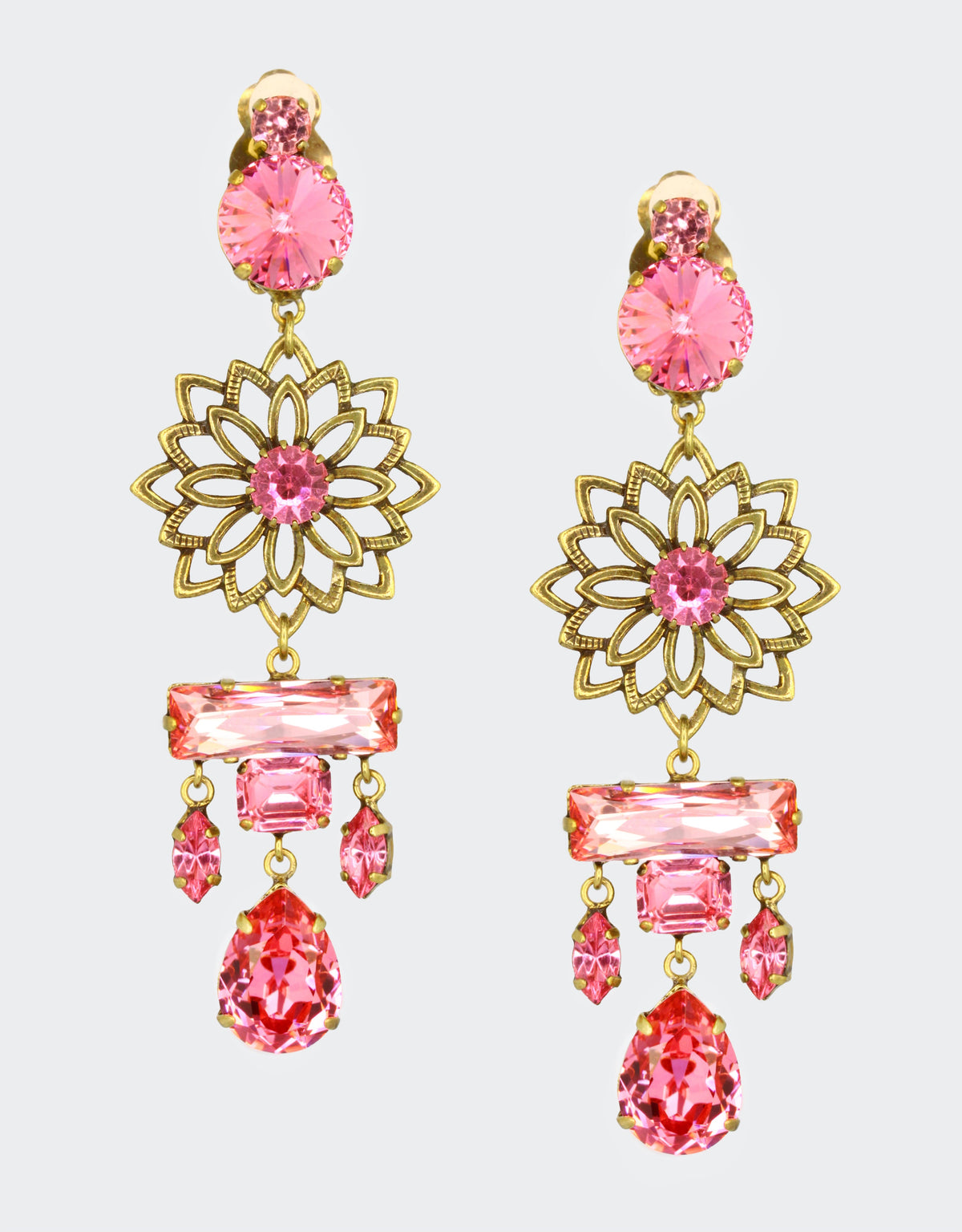 pink floral earrings for women who love vintage jewellery design