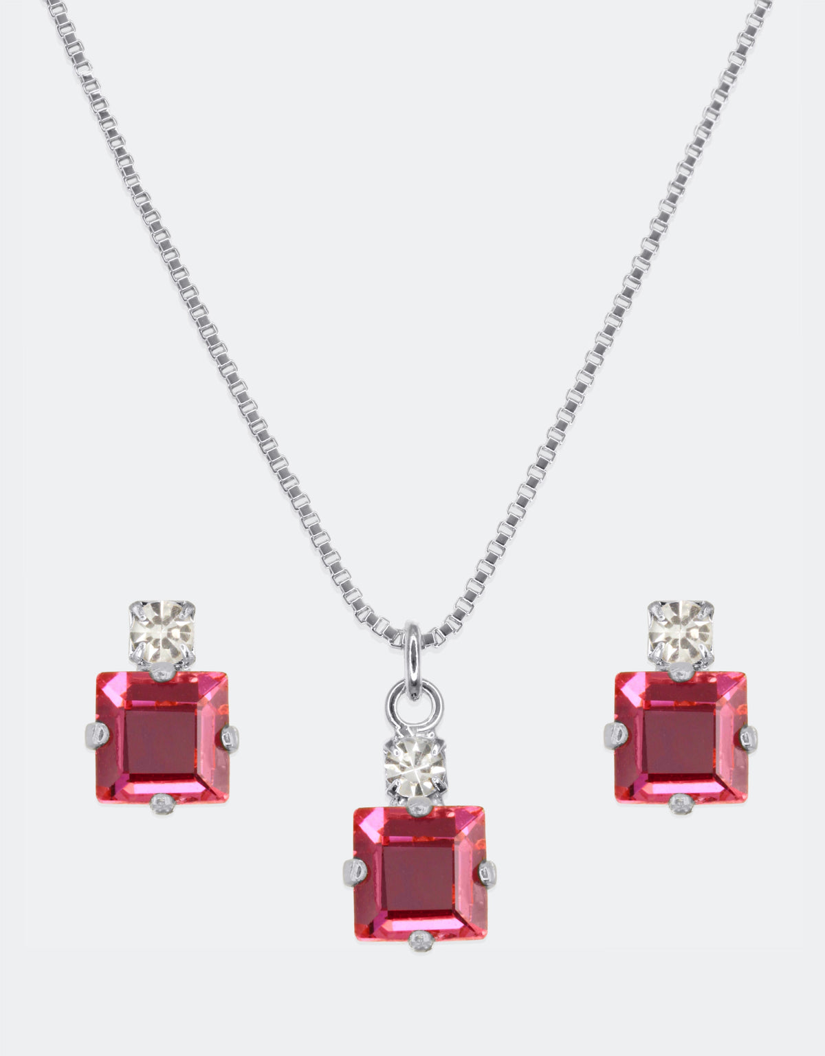 prom gown jewellery with red crystals