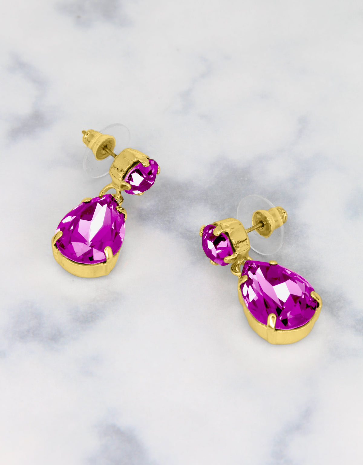 get a bold and classy look with mini purple crystal angelina earrings for your wedding