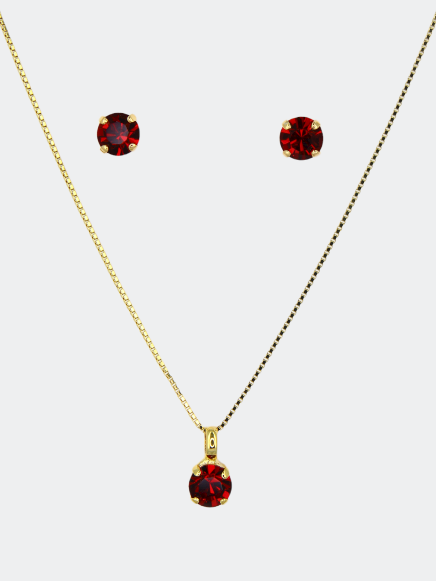 red earrings set for evening dinner 
