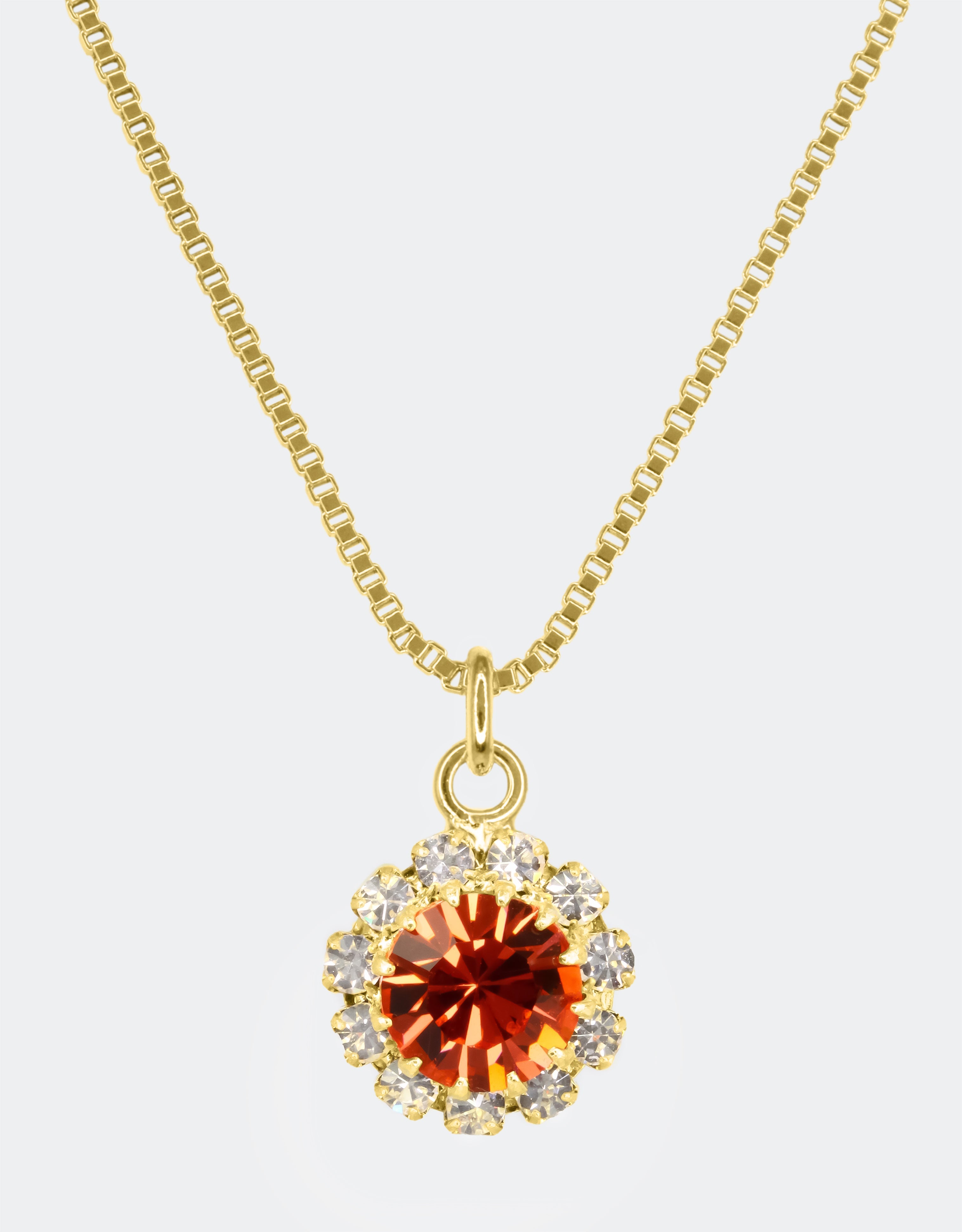 red crystal halo pendant statement jewellery