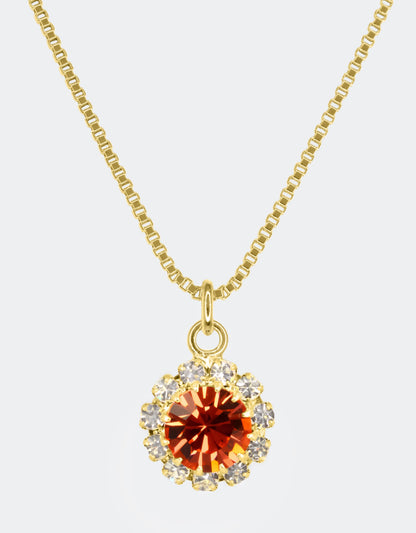 red crystal halo pendant statement jewellery