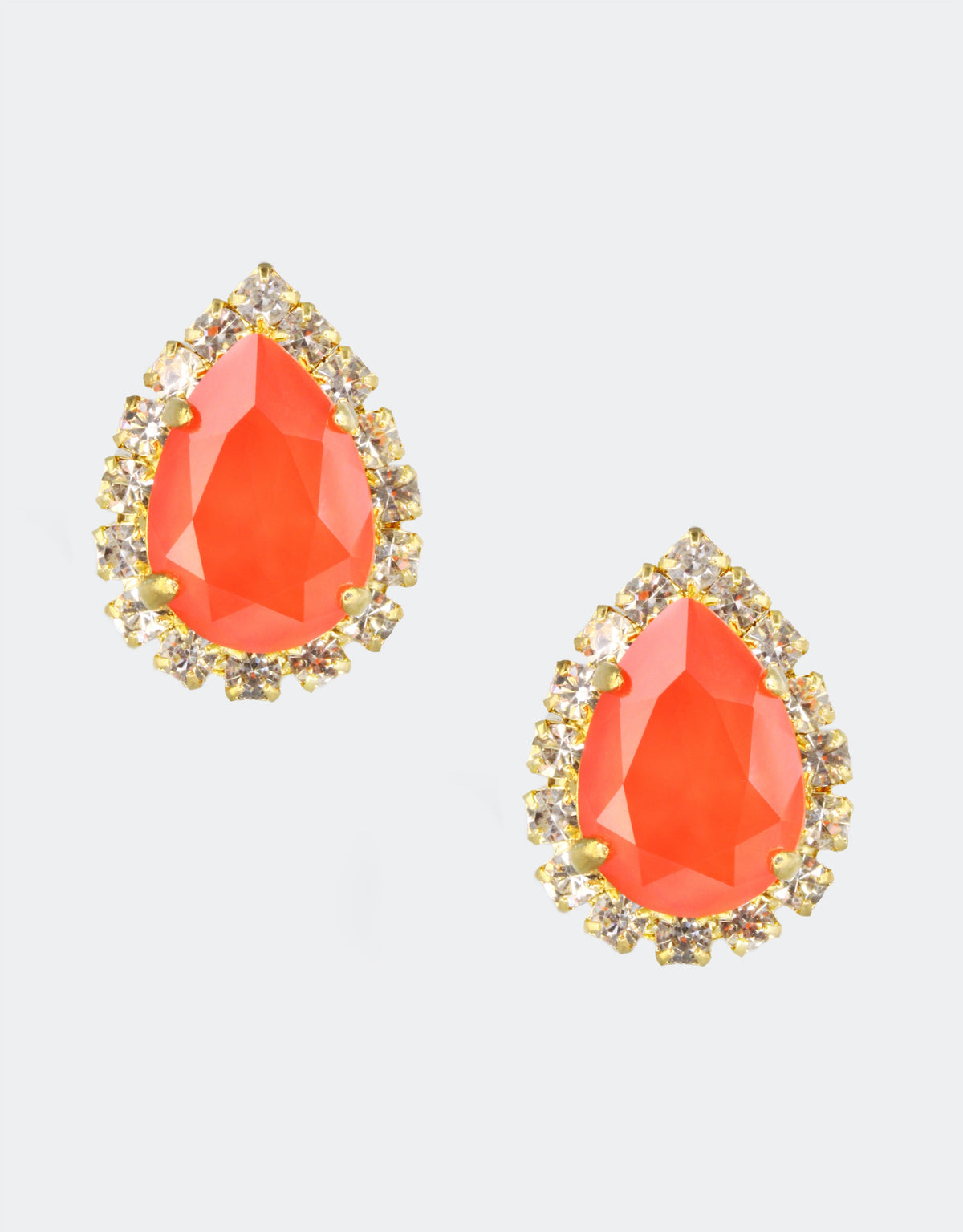 red crystal pear shape prom earrings