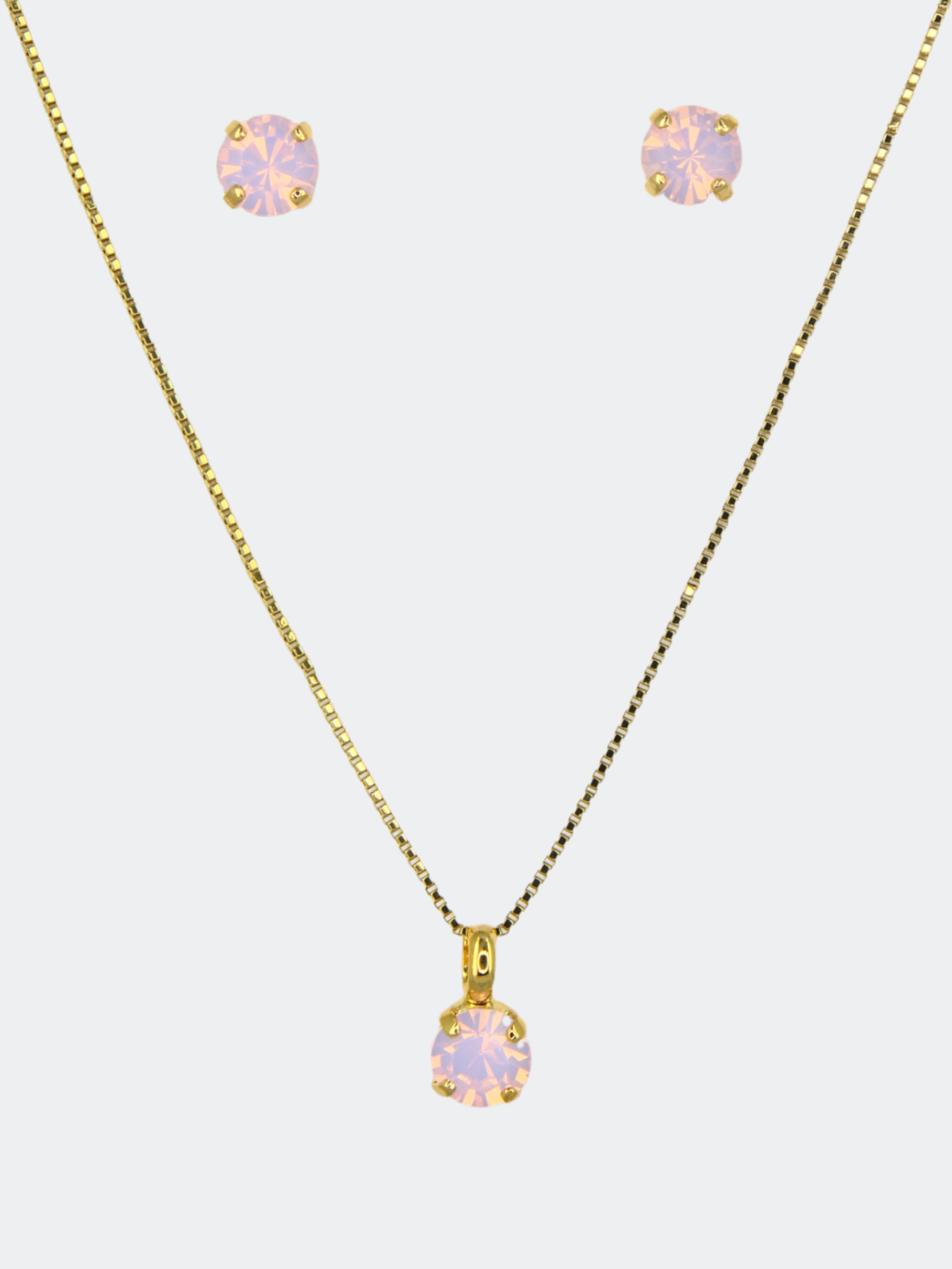 rose opal necklace and earrings stud jewellery pair with soft dress