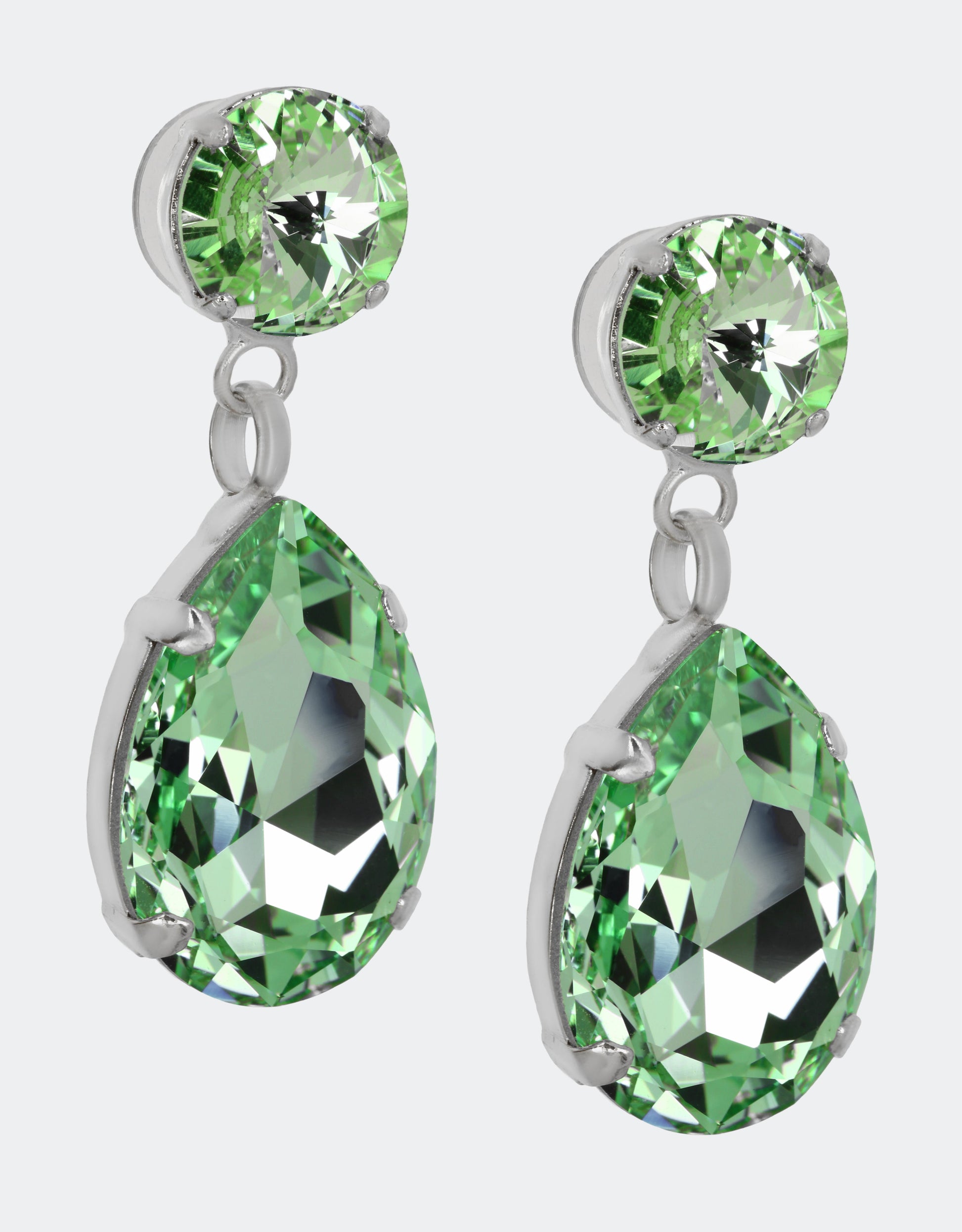 Selene Crystal Angelina drop earrings in champagne crystal with gold setting – warm-toned handcrafted jewellery with understated glamour, ideal for weddings and evening events.