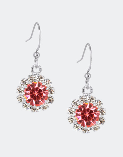 Selene Crystal June Hanging Rosetta drop earrings in champagne crystal with silver hook – warm glowing handcrafted earrings with timeless sparkle for any event or celebration.