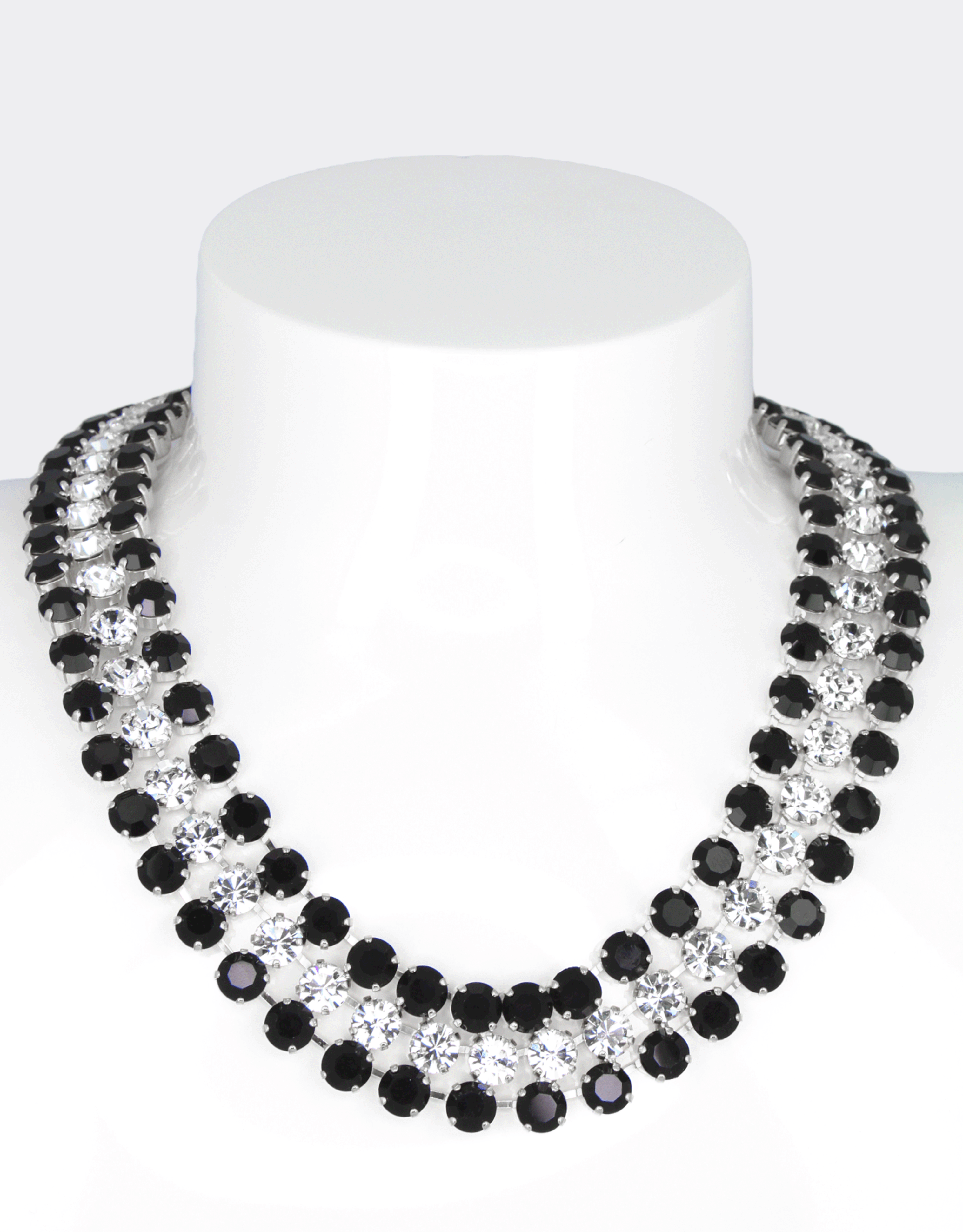 selene crystal, black crystal maya necklace in double row style