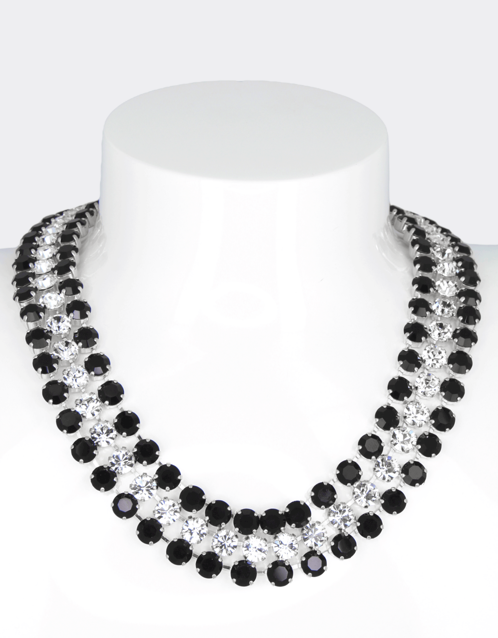 selene crystal, black crystal maya necklace in double row style