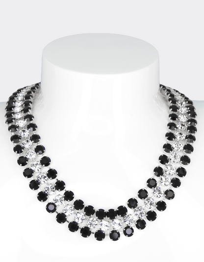selene crystal, black crystal maya necklace in double row style