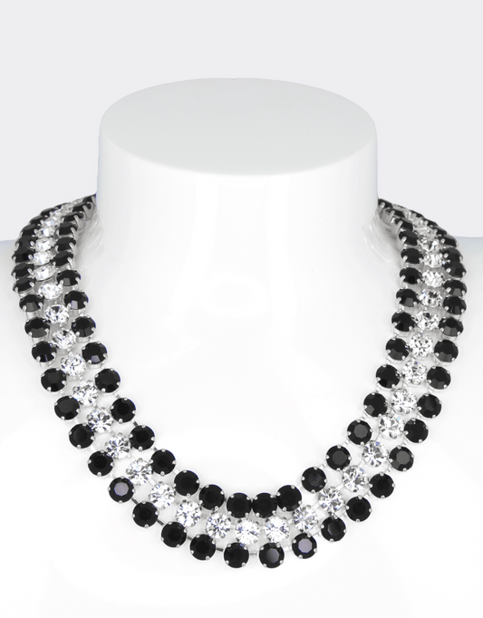 selene crystal, black crystal maya necklace in double row style