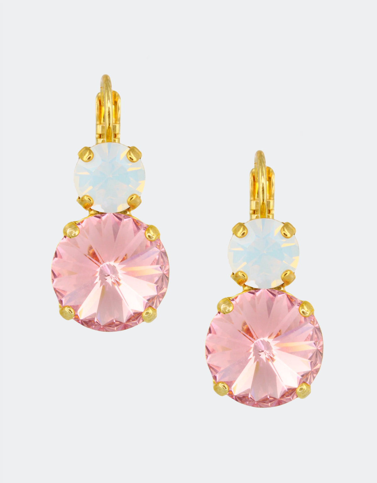 selene crystal pink french clip earrings
