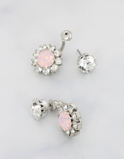 selene crystal pink pearl jacket earrings perfect for luxury wedding jewellery