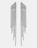 Selene Crystal Reese long drop crystal earrings in silver – handmade cascading statement earrings for weddings and evening occasions, UK and Europe. Free worldwide shipping on orders over £199.