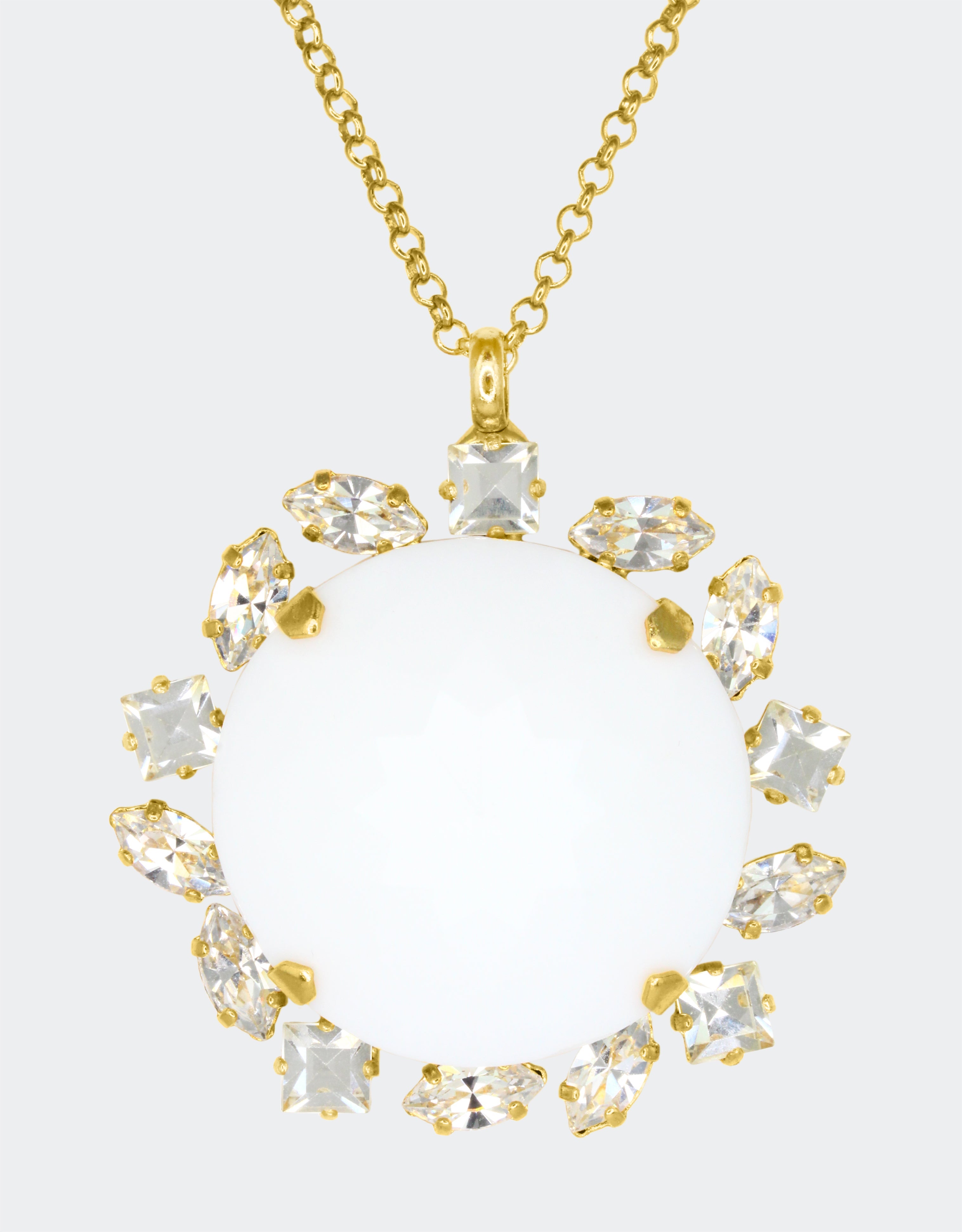 selene crystal white crystal pendant in halo design