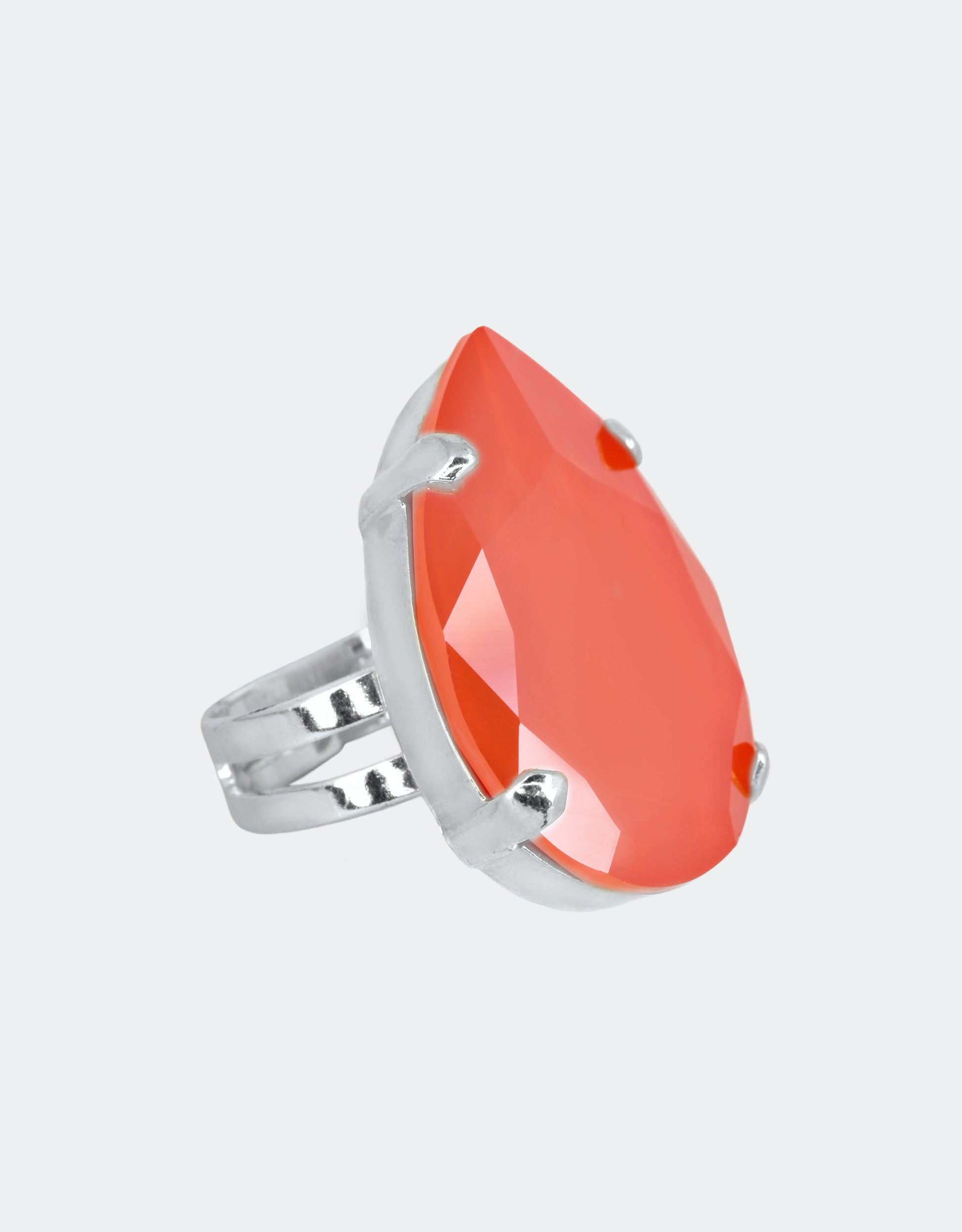 silver band peach ring for women