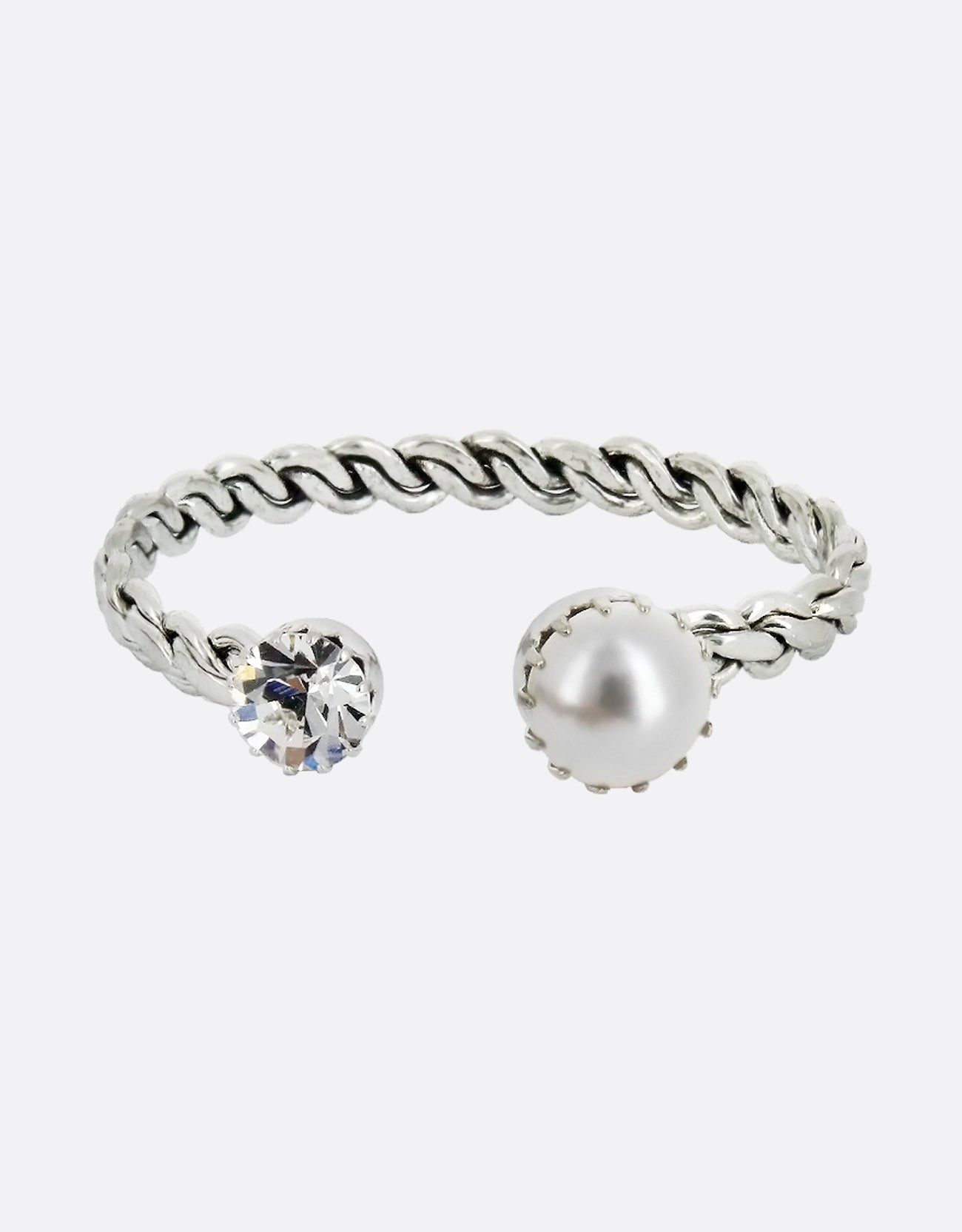 silver bracelet for cocktail events with white pearl