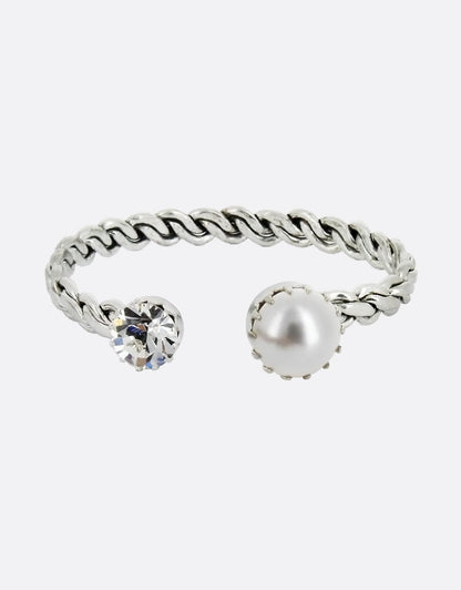 silver bracelet for cocktail events with white pearl