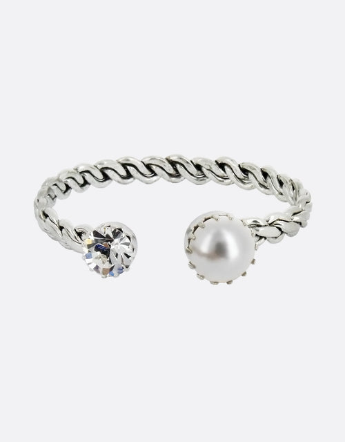 silver bracelet for cocktail events with white pearl