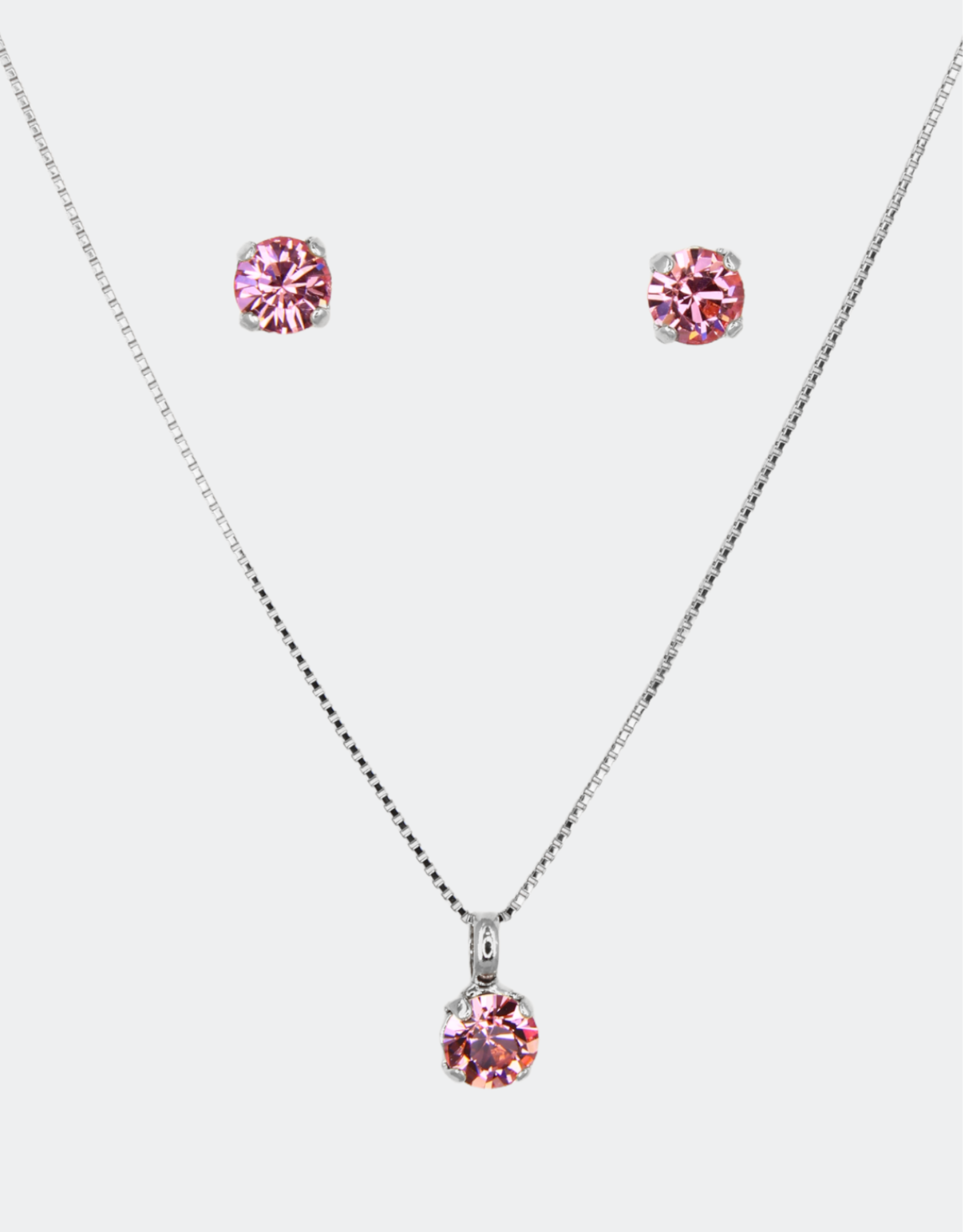 silver chain crystal jewellery set for pastel dresses