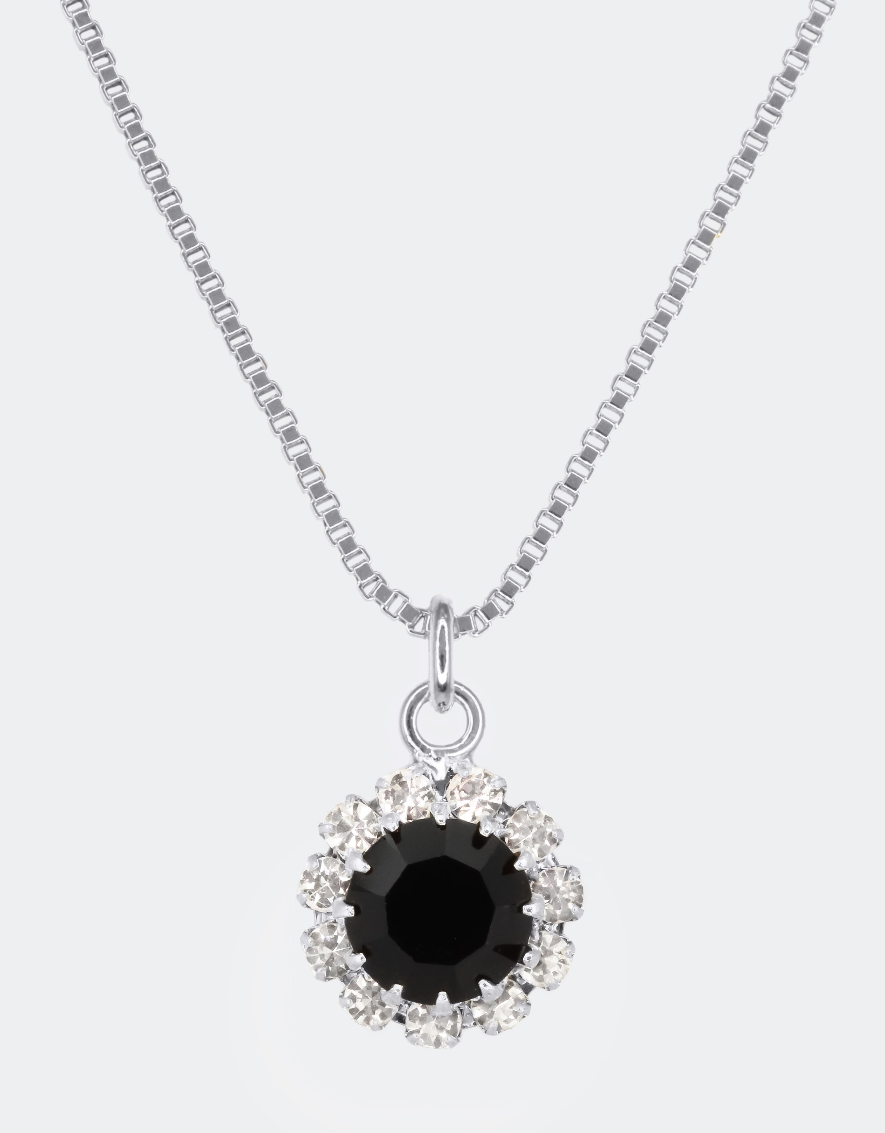 silver chain crystal necklace