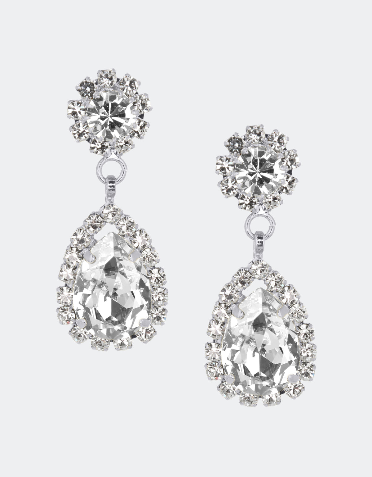 silver crystal drop earrings for evening wedding party
