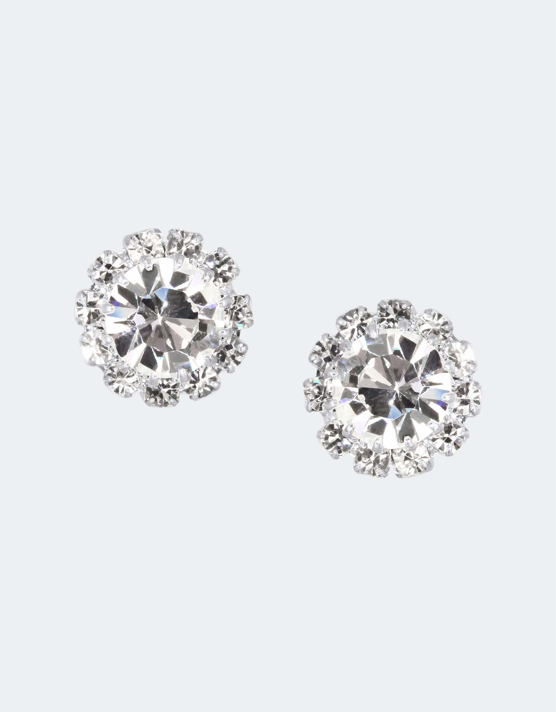 silver crystal earrings with silver plating 
