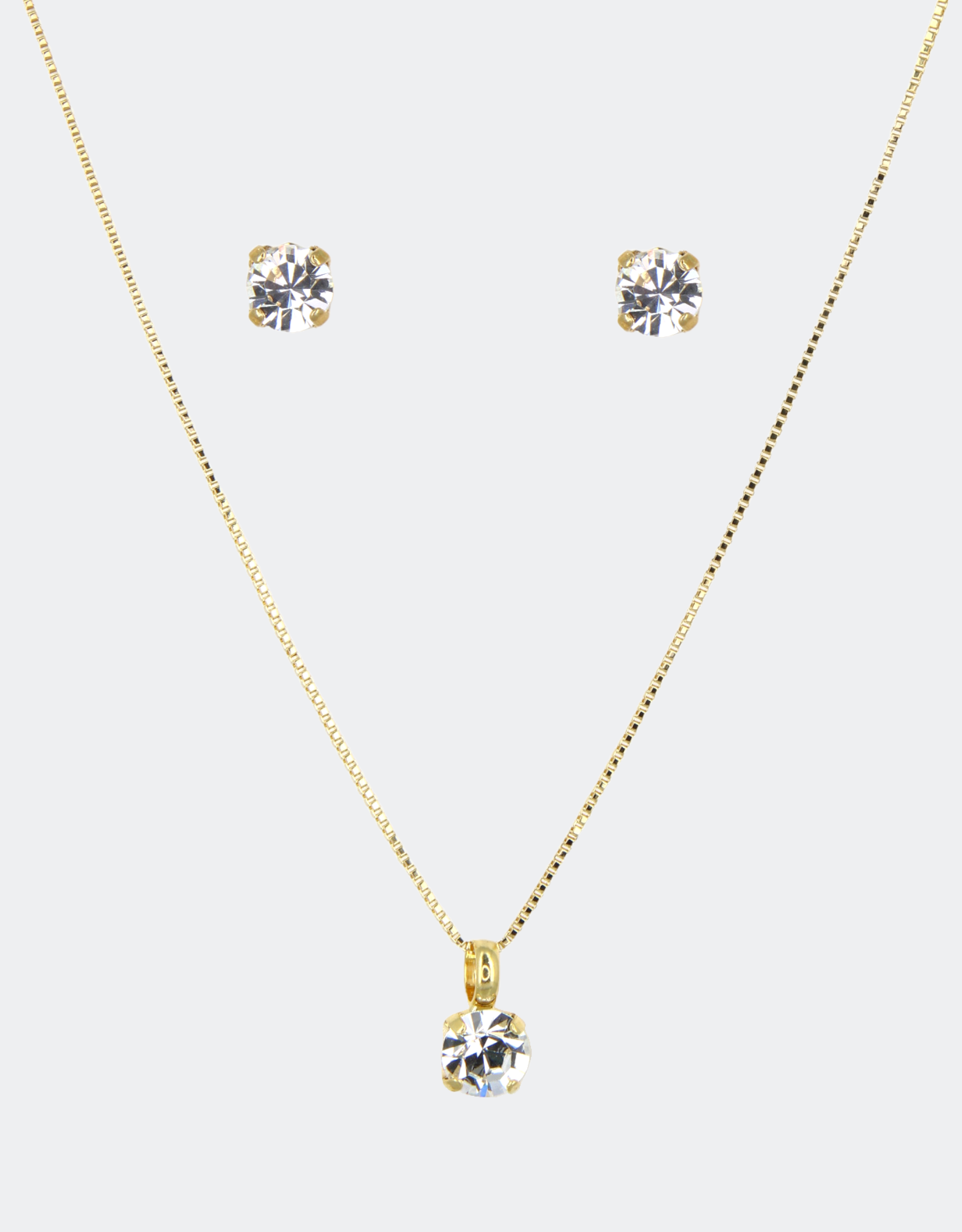 silver crystal necklace set