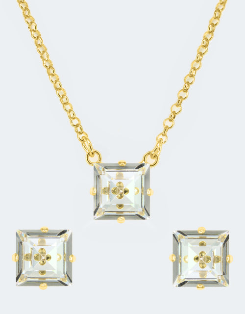 silver pendant earrings set by selene crystals an office wear jewellery 