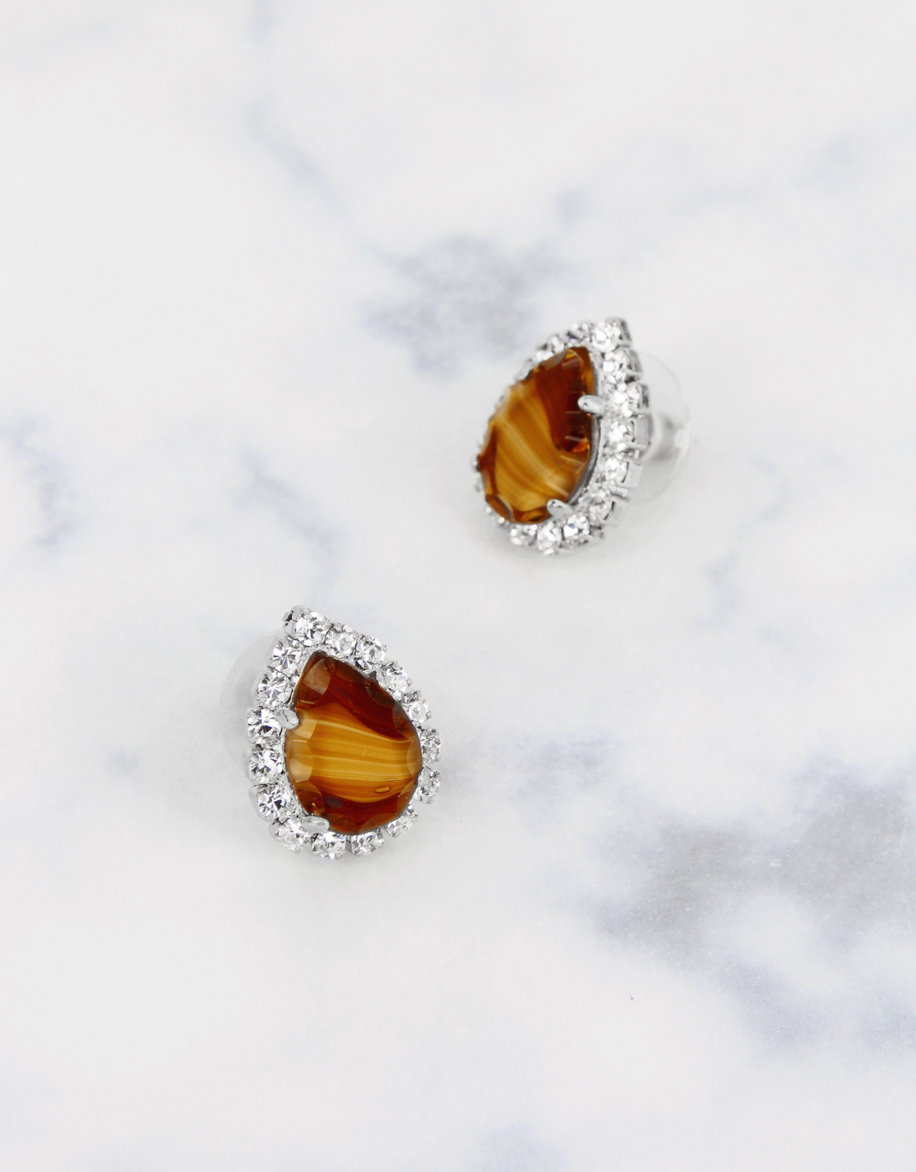 silver plated rosetta crystal earrings in vintage look