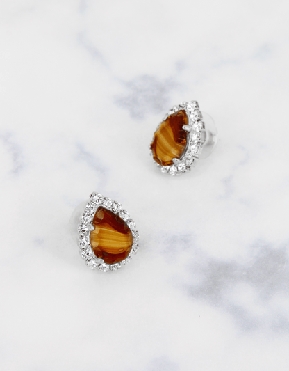 silver plated rosetta crystal earrings in vintage look